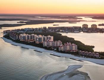 Aerial View Of Marco Island Resorts At Sunset