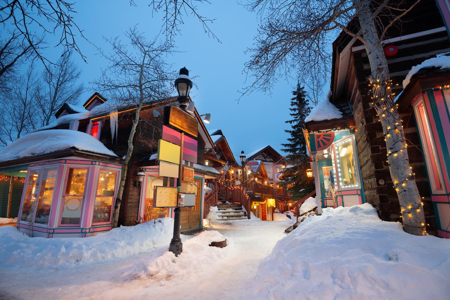 Breckenridge Shops In Winter At Night