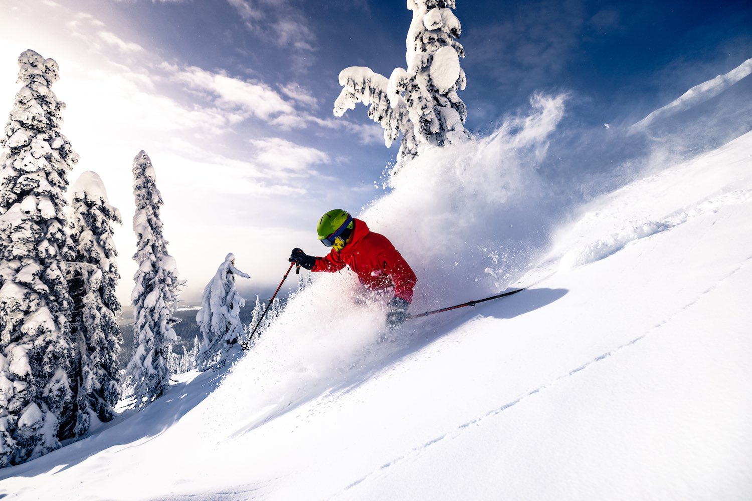 Powder Skiing On A Sunny Day In Breckenridge